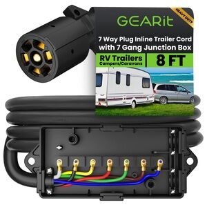 NEW GEARit 7 Way Plug Inline Trailer Cord 8ft Weatherproof Wiring Harness Cable